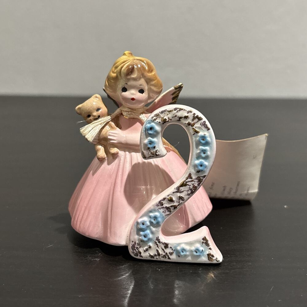 Vintage A Josef Original Birthday Girl Angel Figurine “The Second Year” 3.5In